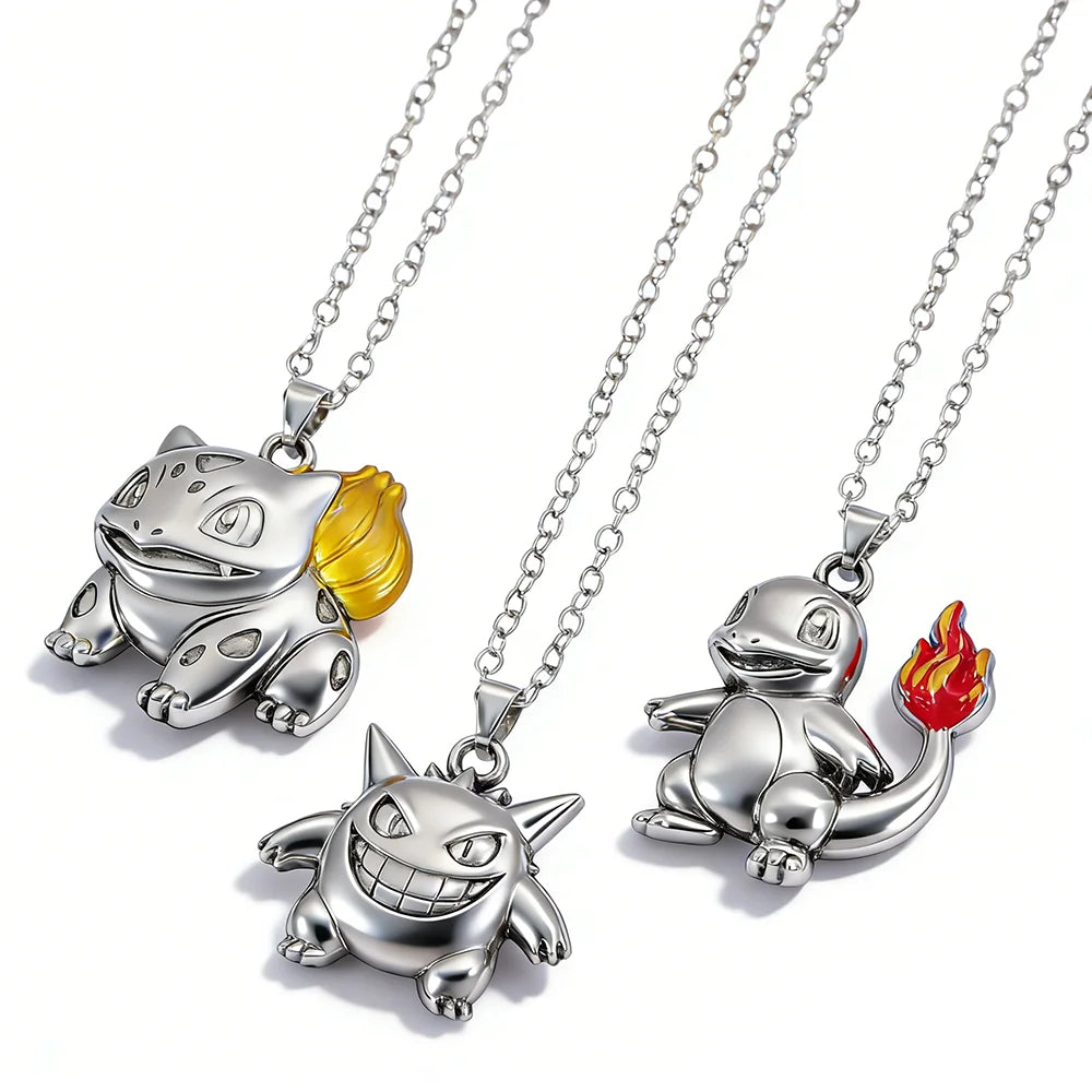 New Popular Anime Monster Bulbasaur, Charmander, Gengar Alloy Pendant Necklace