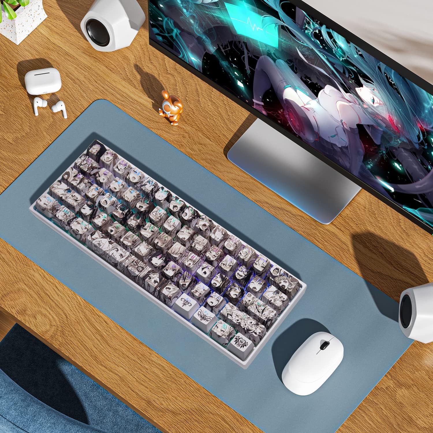 PBT Anime Keycaps - 108 Keys, XVX Japanese Custom Backlit Keycaps, OEM Profile for 61/87/104/108 Cherry Gateron MX Switches Mechanical Keyboard (Black Anime)