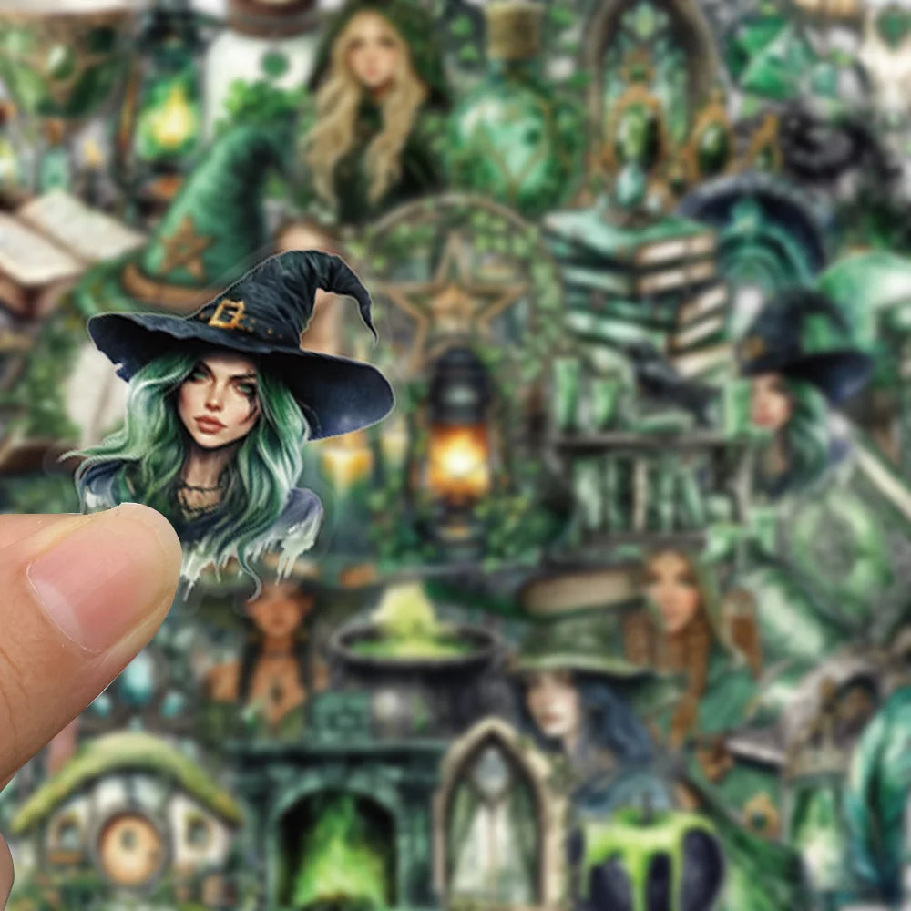 50PCS Witch of the Woods Theme Stickers Scrapbooking Collage Material Decorative Phone Case Frame DIY Waterproof Stickers