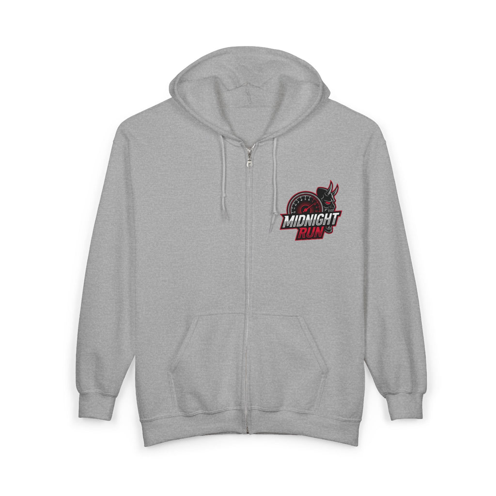 Midnight Run Motorcycle Zip Hoodie — Japanese Night Rider Graphic