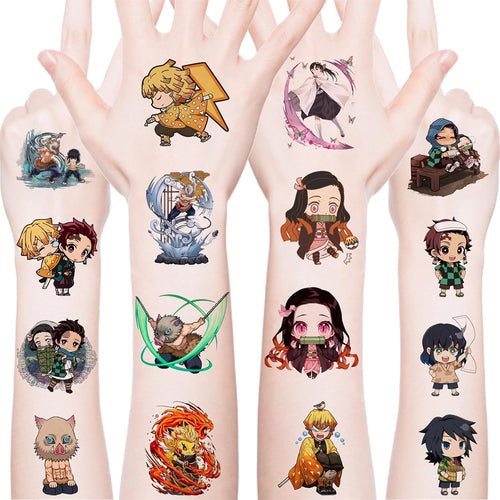 20 Pcs Japanese Anime Demon Slayer Temporary Tattoos Birthday Themed Party Supplies Decoration Favors Cartoon Anime Sticker for Teens Home Activity Class Prizes Carnival Christmas Rewards (GMWS)
