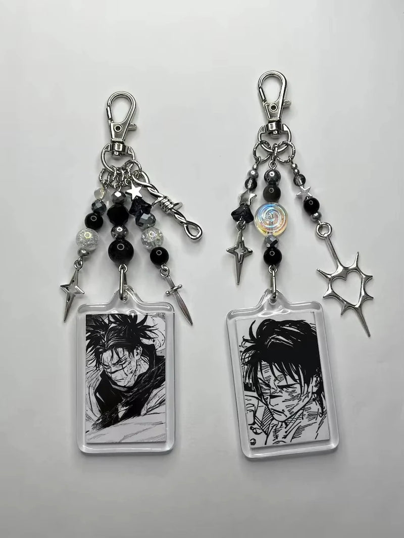 Anime Choso Keychains Spiral Star Cross Beaded Keyring Charms Aesthetic Handbag Pendant Key Pendant Christmas Cosplay Gift