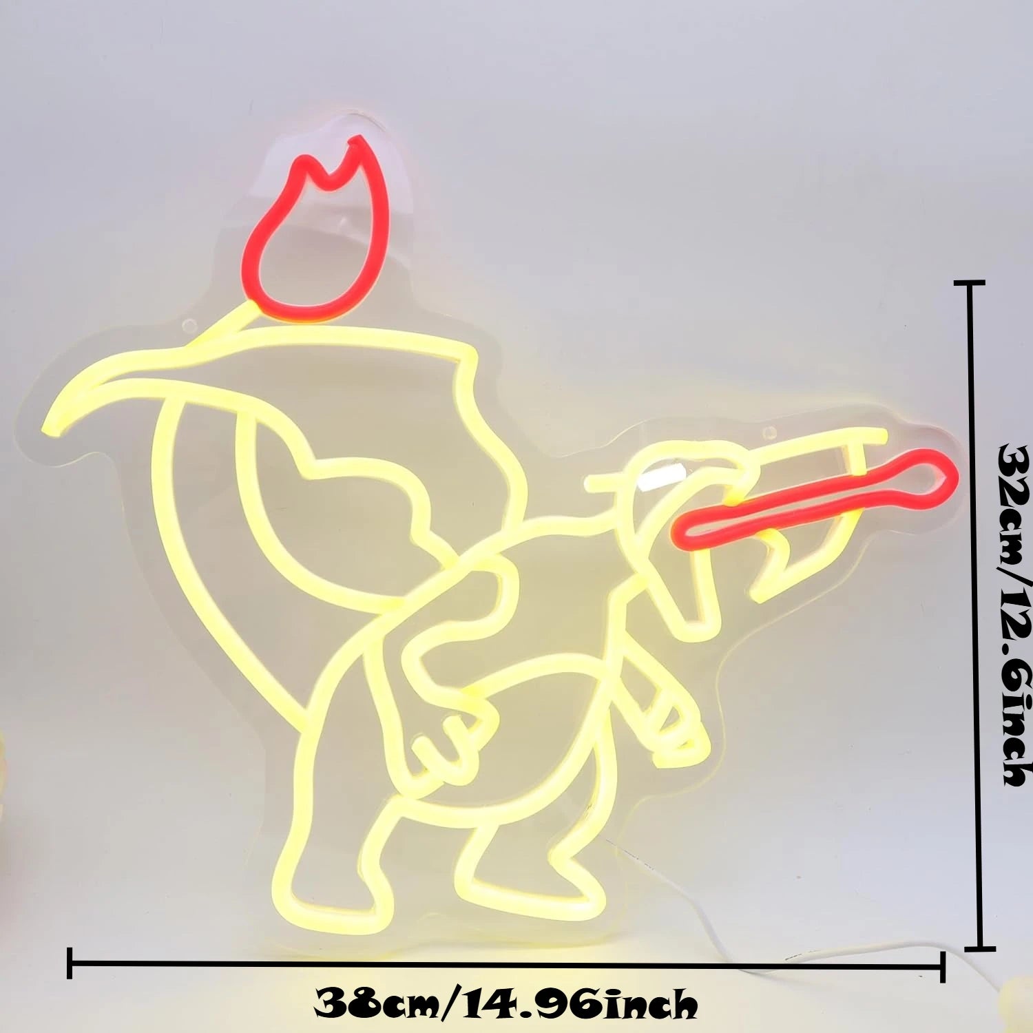 Pokemon Charizard LED Neon Sign Wall Art for Gaming Room Bedroom Bar Decor Anime Themed Gift Vibrant Yellow Red Flame Lighting