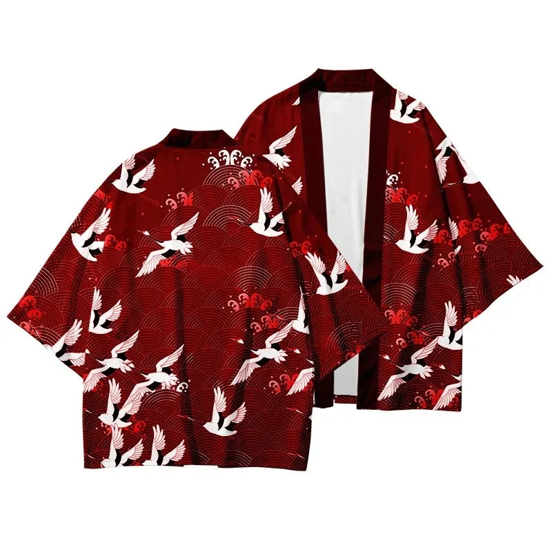 Bebovizi Japanese Style Cat Samurai Kimono Streetwear Men Women Cardigan Japan Harajuku Anime Robe Anime Clothes 2023 Summer