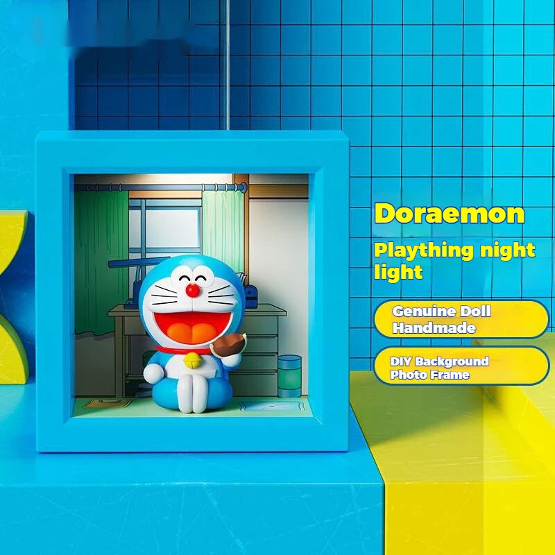 Authentic Doraemon Desktop Photo Frame Atmosphere Night Light Lamptoy Figure Officially Licensed Anime Themed Accessory
