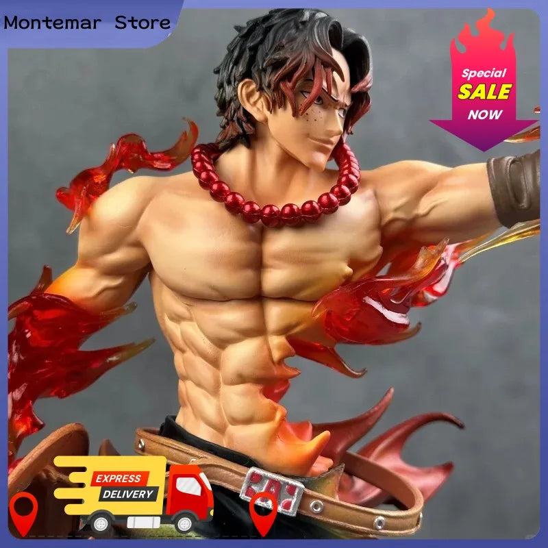 One Piece Flower Ace Flame Smile Figure Collectible Toy Desktop Decoration Unisex Holiday Gift Anime Themed Collectibles