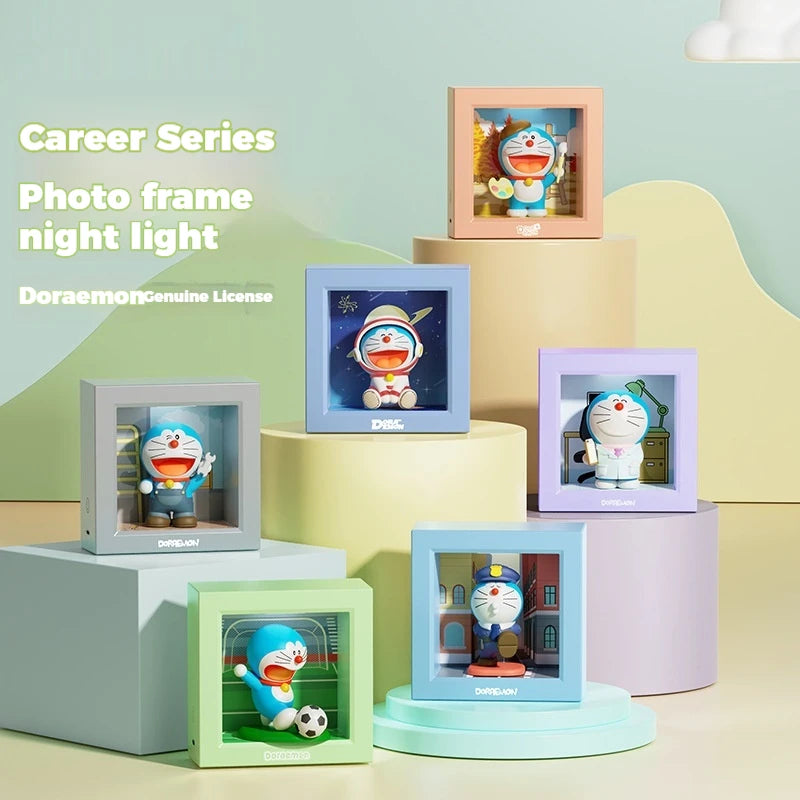 Authentic Doraemon Desktop Photo Frame Atmosphere Night Light Lamptoy Figure Officially Licensed Anime Themed Accessory