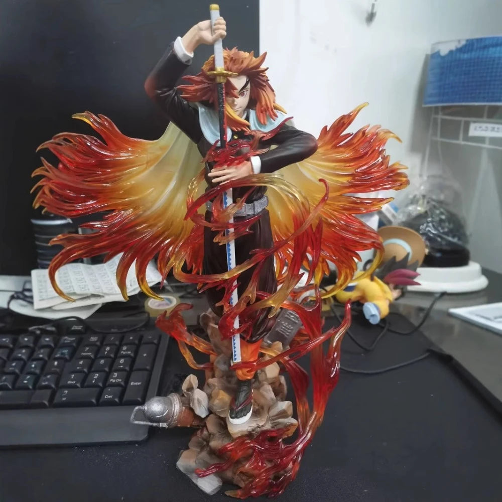 Demon Slayer Kimetsu No Yaiba Kyojuro Rengoku Action Figure 30Cm PVC Static GK Anime Collectible Display Statue Model Gift Fans