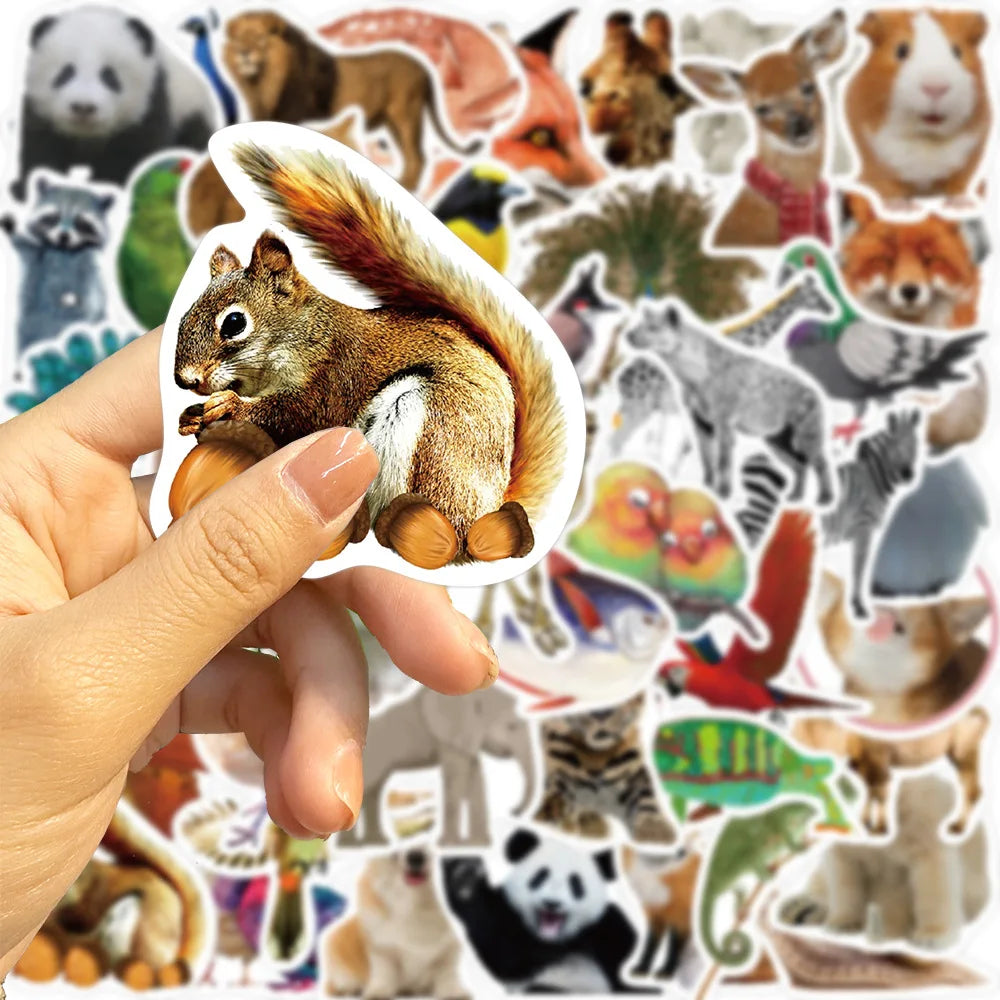 50Pcs Jungle Zoo Wild Animal Stickers DIY Diary Phone Case Handmade Scrapbook Aesthetic Stickers