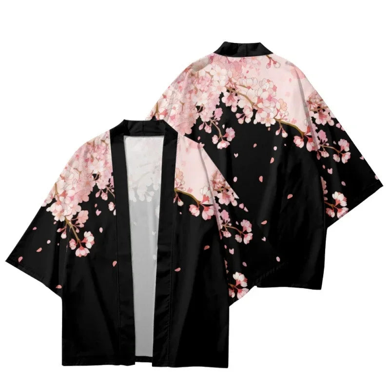 Bebovizi Japanese Style Cat Samurai Kimono Streetwear Men Women Cardigan Japan Harajuku Anime Robe Anime Clothes 2023 Summer