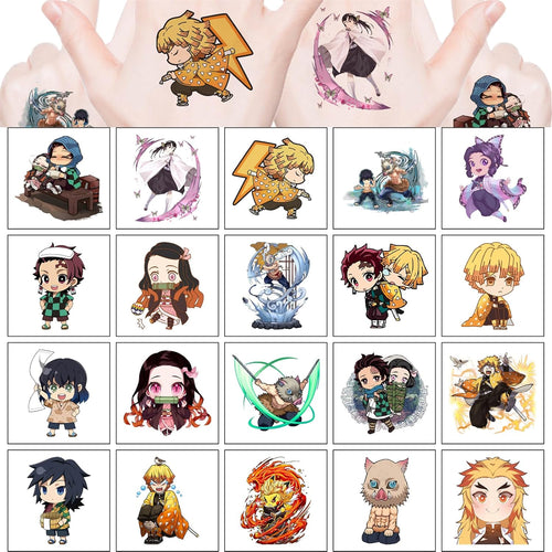 20 Pcs Japanese Anime Demon Slayer Temporary Tattoos Birthday Themed Party Supplies Decoration Favors Cartoon Anime Sticker for Teens Home Activity Class Prizes Carnival Christmas Rewards (GMWS)