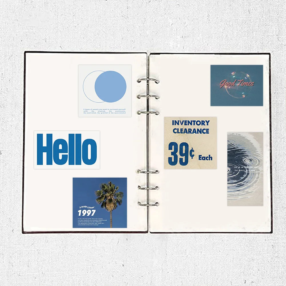 57Pcs Blue Stickers Aesthetic Waterproof Laptop Stickers Decals Water Bottle Laptop Computer Skateboard