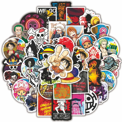 50/100Pcs Anime One Piece Stickers Notebook Motorcycle Skateboard Laptop Mobile Phone Case Cartoon Luffy Sticker for Kids Toy
