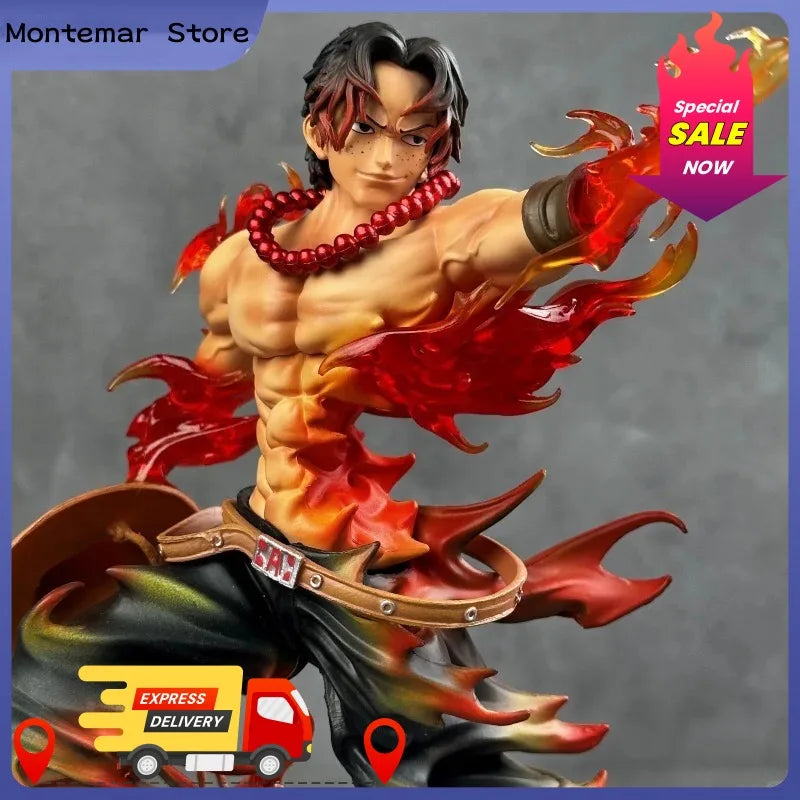 One Piece Flower Ace Flame Smile Figure Collectible Toy Desktop Decoration Unisex Holiday Gift Anime Themed Collectibles