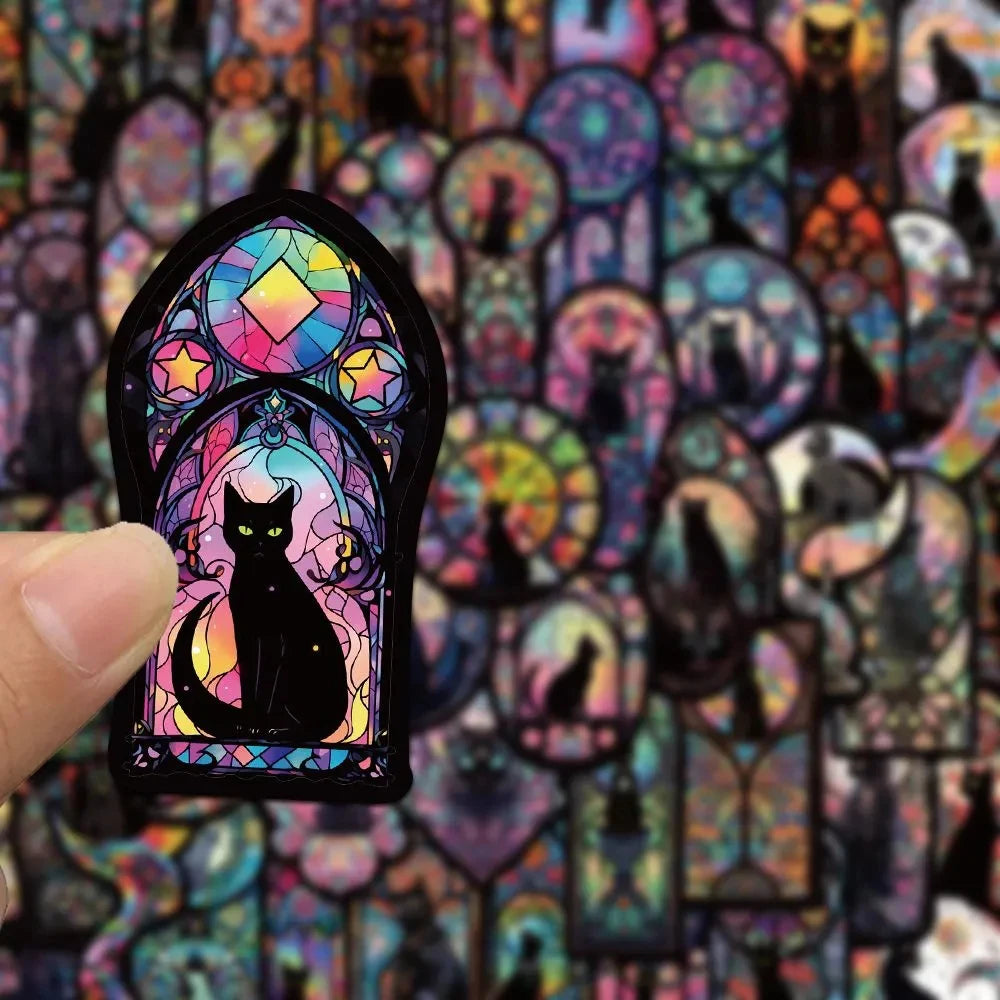10/30/50Pcs Dark Gothic Black Cat Cartoon Stickers Aesthetic Graffiti Sticker Phone Suitcase Laptop Cool Tarot Waterproof Decals