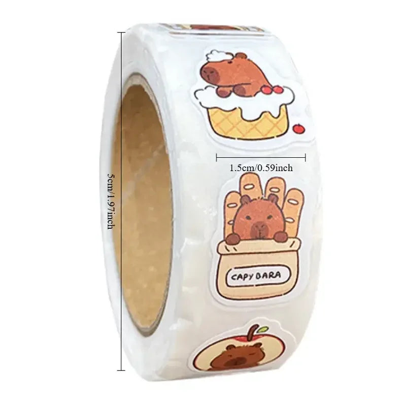 500 Stickers Capybara Roll Stickers High Value Cute Cartoon Decorative Stickers Sealing Stickers