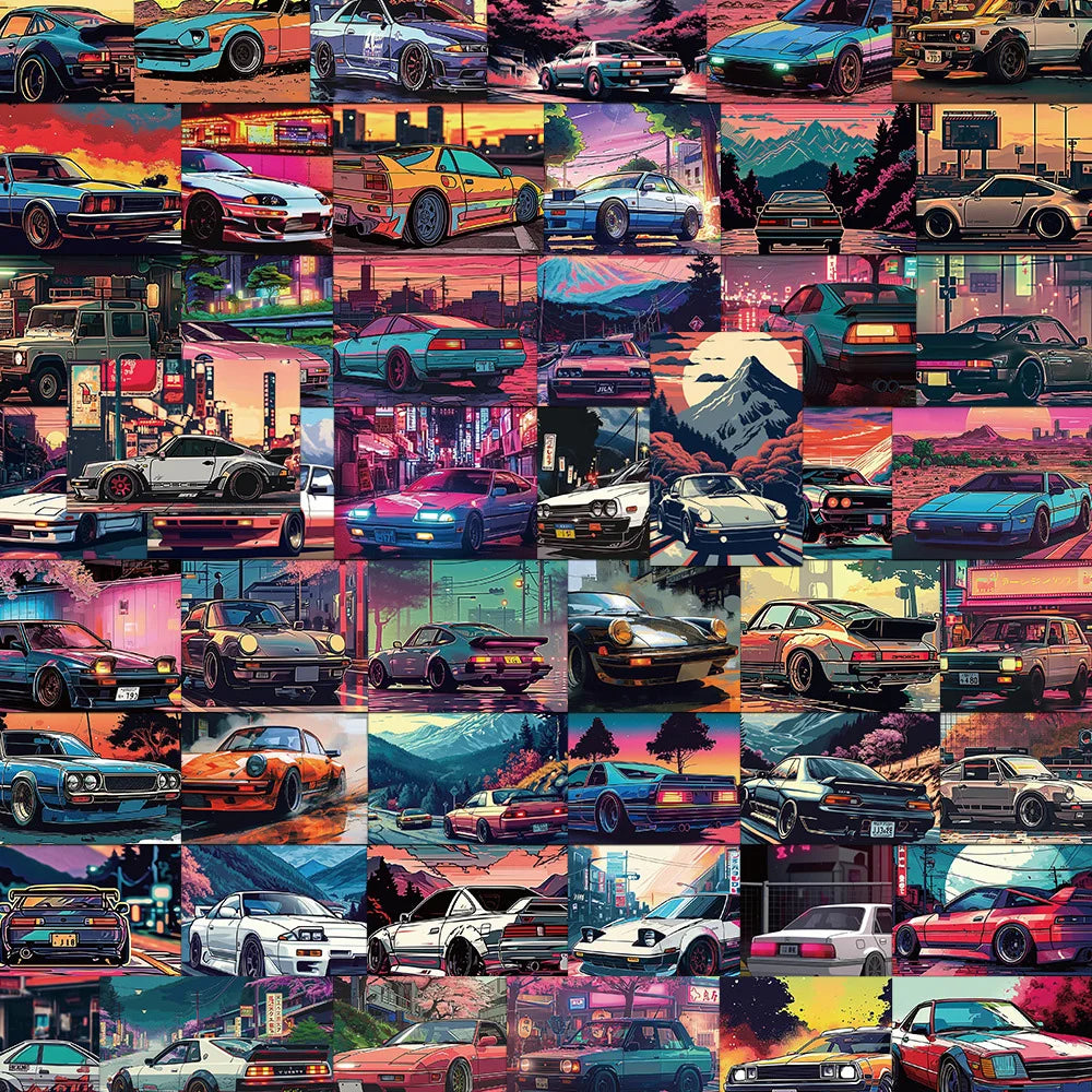 10/30/50Pcs Retrofit Racing JDM Stickers Anime Decals Graffiti Car Motorcycle Laptop Waterproof Cartoon Cool Sticker for Kid Toy