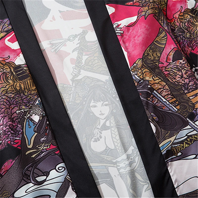 Bebovizi Summer Beauty Samurai Traditional Kimono Japanese Anime Clothes Cardigan Cosplay Men Women Yukata Female Shirt Blouse