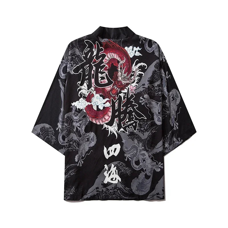 Bebovizi Japanese Style Cat Samurai Kimono Streetwear Men Women Cardigan Japan Harajuku Anime Robe Anime Clothes 2023 Summer