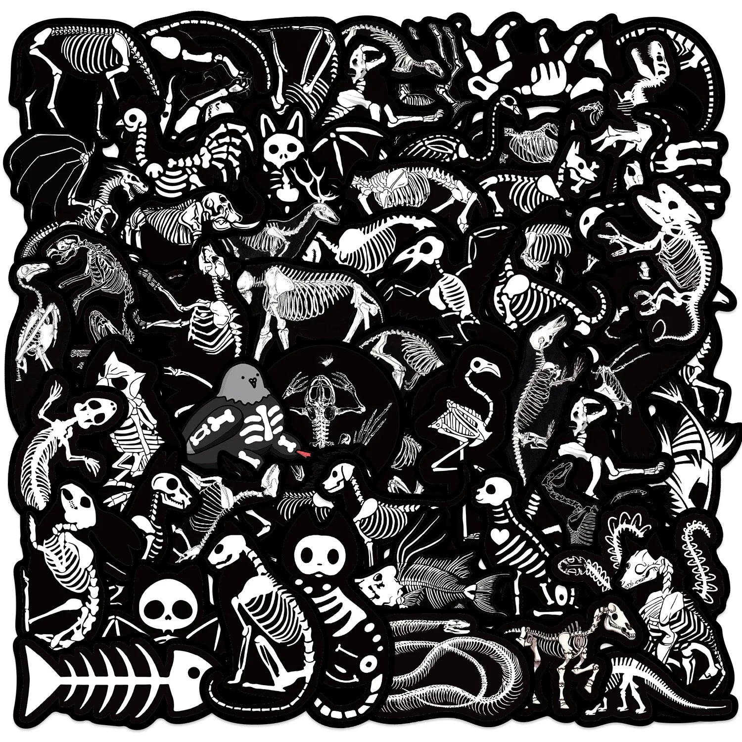 50PCS Black White Gothic Stickers,Goth Skull Stickers,Dark Stickers Waterproof Vinyl Stickers,For Water Bottles Phone