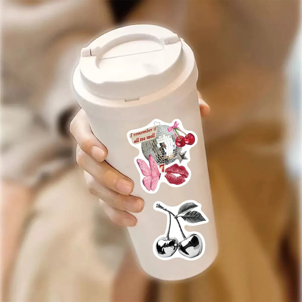 50PCS Silver Lucky Aesthetic Creative Graffiti Stickers DIY Manual Scrapbook Notebook Tablet Stickers