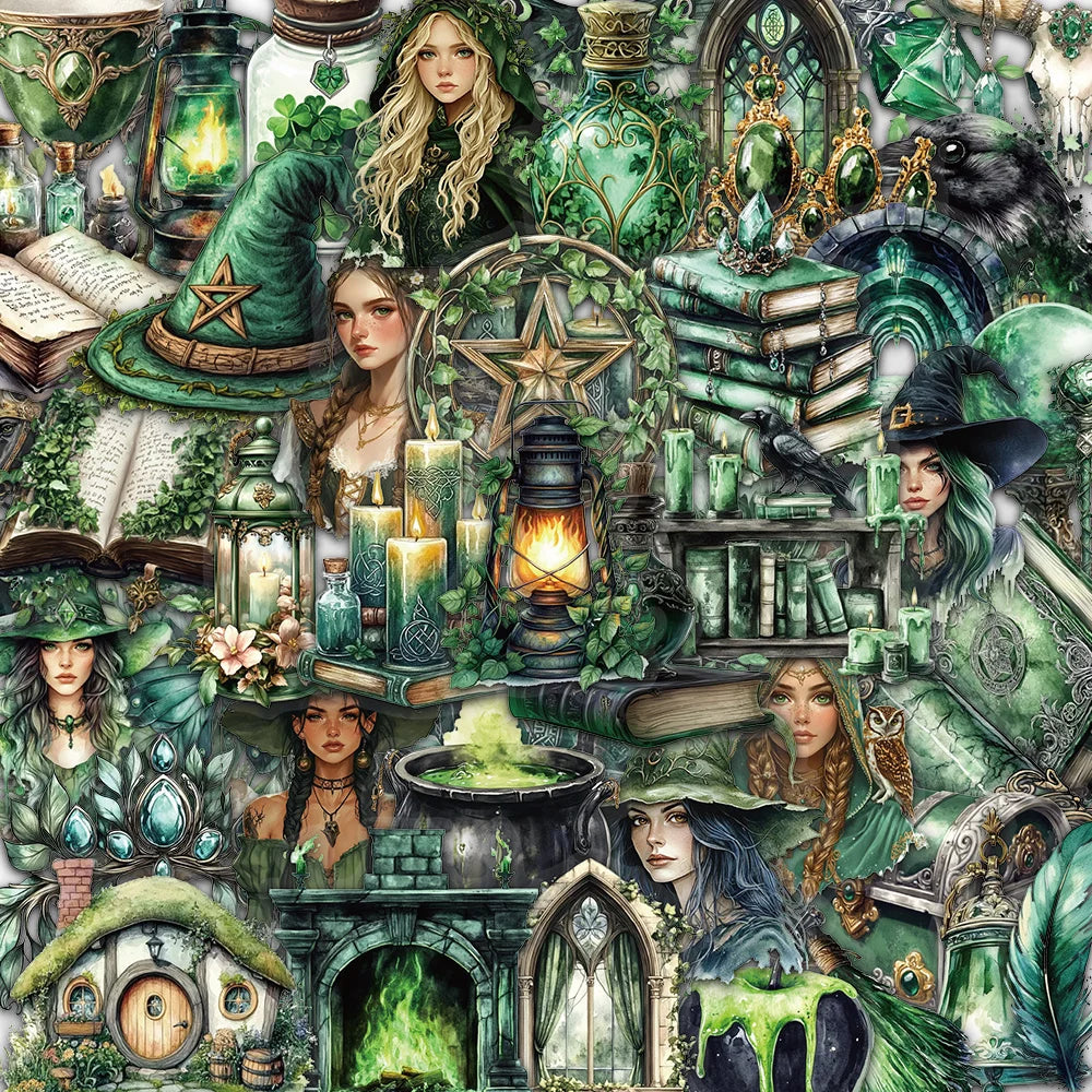 50PCS Witch of the Woods Theme Stickers Scrapbooking Collage Material Decorative Phone Case Frame DIY Waterproof Stickers