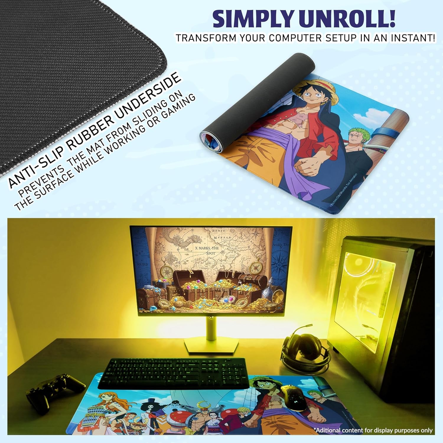 Gaming Desk Mat for Teens, Adults, 31.5 X 13.8” Non-Slip Surface, Anime Mouse Pad, Desk Decor, Gaming Mousepad, Gifts for Gamers (Multi )