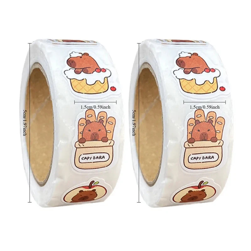500 Stickers Capybara Roll Stickers High Value Cute Cartoon Decorative Stickers Sealing Stickers