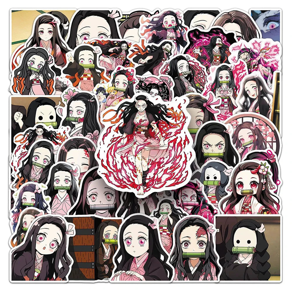 10/30/50Pcs Girl Kamado Nezuko Demon Slayer Stickers Anime Decals DIY Computer Motorcycle Laptop Luggage Kawaii Cartoon Sticker