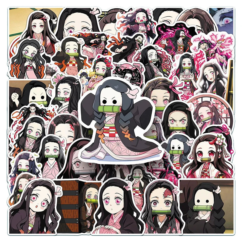 10/30/50Pcs Girl Kamado Nezuko Demon Slayer Stickers Anime Decals DIY Computer Motorcycle Laptop Luggage Kawaii Cartoon Sticker