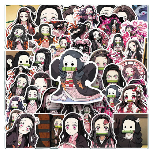 10/30/50Pcs Girl Kamado Nezuko Demon Slayer Stickers Anime Decals DIY Computer Motorcycle Laptop Luggage Kawaii Cartoon Sticker