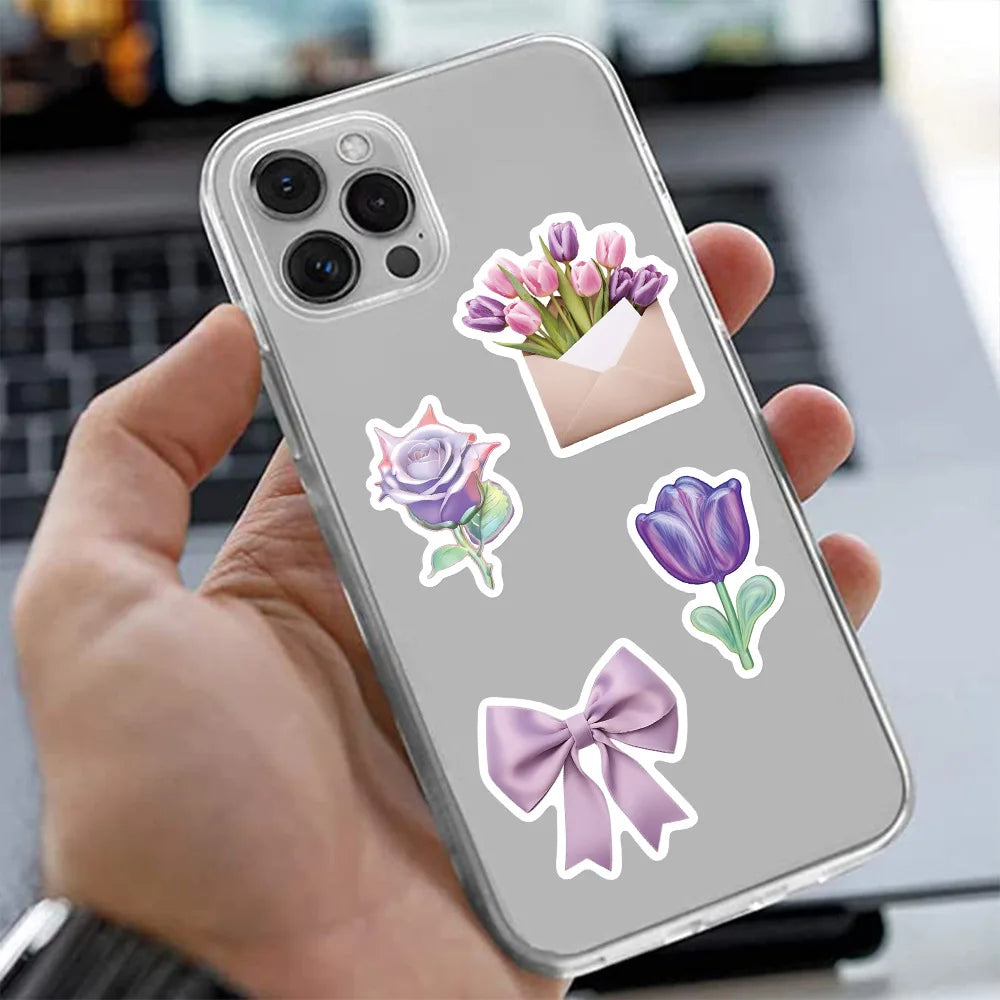 56PCS Purple Stickers Decals, Purple Aesthetic Graffiti Vinyl Stickers for Laptop Water Bottle Bike Phone