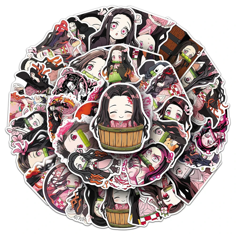 10/30/50Pcs Girl Kamado Nezuko Demon Slayer Stickers Anime Decals DIY Computer Motorcycle Laptop Luggage Kawaii Cartoon Sticker