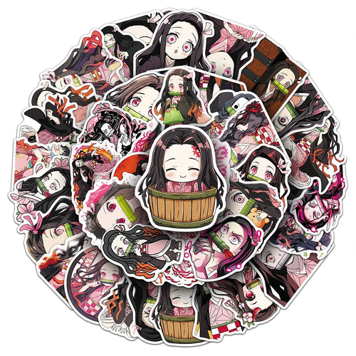 10/30/50Pcs Girl Kamado Nezuko Demon Slayer Stickers Anime Decals DIY Computer Motorcycle Laptop Luggage Kawaii Cartoon Sticker