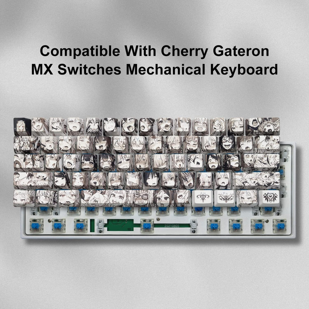 PBT Anime Keycaps - 108 Keys, XVX Japanese Custom Backlit Keycaps, OEM Profile for 61/87/104/108 Cherry Gateron MX Switches Mechanical Keyboard (Black Anime)
