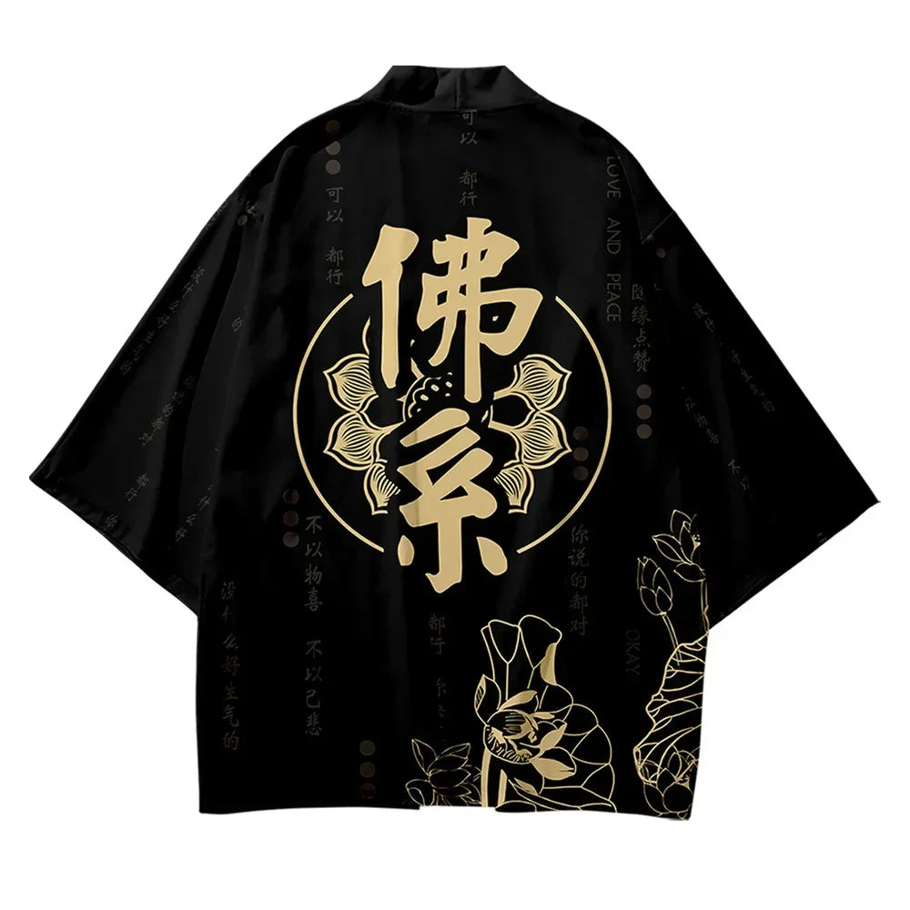 Bebovizi Japanese Style Cat Samurai Kimono Streetwear Men Women Cardigan Japan Harajuku Anime Robe Anime Clothes 2023 Summer