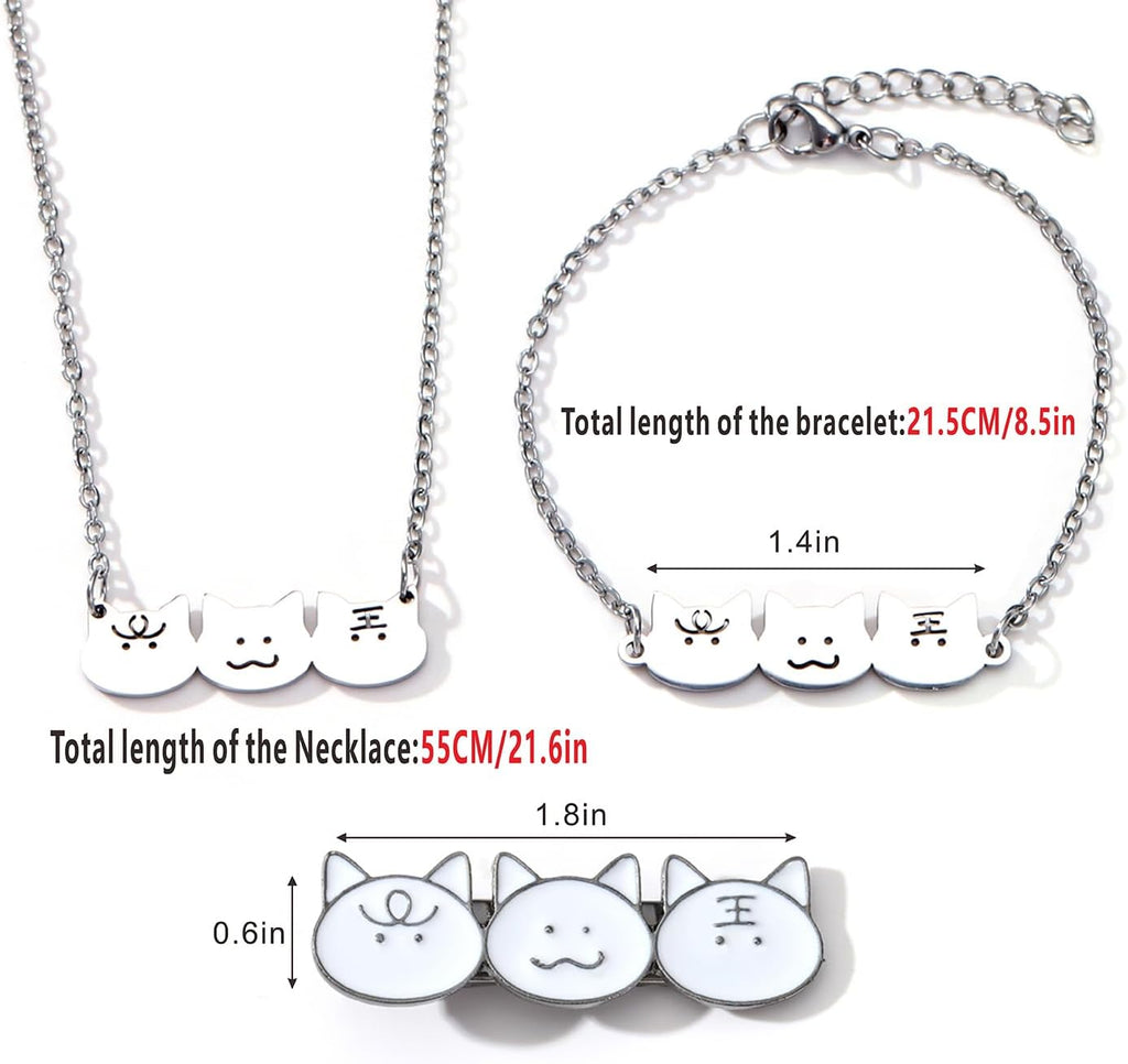 Love and Deepspace Sylus Cat-Themed Jewelry Collection: 3PC Necklace+Bracelet+Hair Clips for Anime Cosplay Gifts