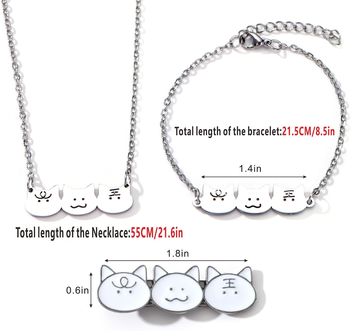Love and Deepspace Sylus Cat-Themed Jewelry Collection: 3PC Necklace+Bracelet+Hair Clips for Anime Cosplay Gifts