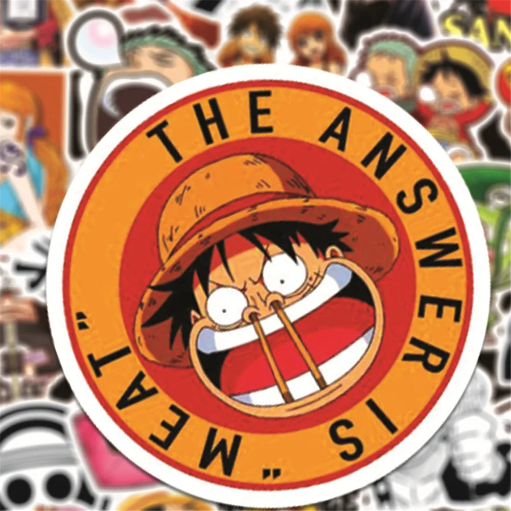 50/100Pcs Anime One Piece Stickers Notebook Motorcycle Skateboard Laptop Mobile Phone Case Cartoon Luffy Sticker for Kids Toy