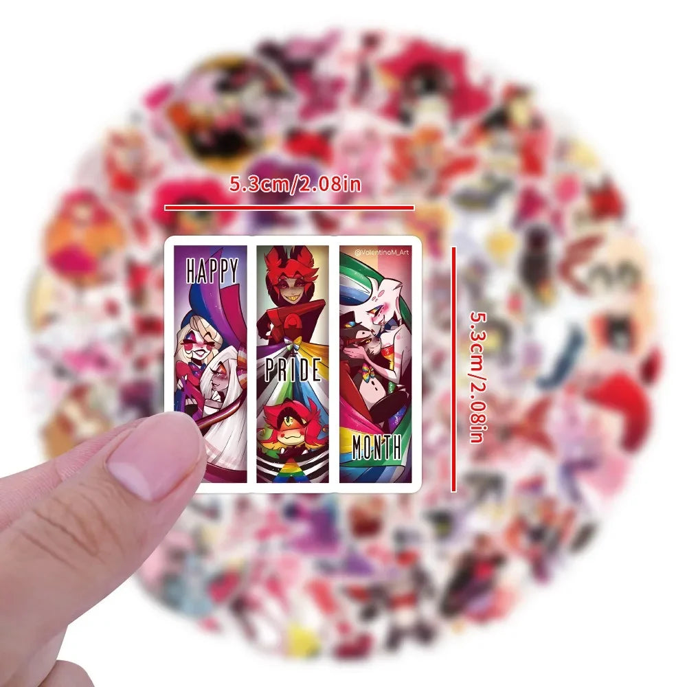 60/120Pcs Cartoon Hotel Graffiti Stickers Anime Figure Alastor Charlie Morton Skateboard Refrigerator Waterproof Stickers