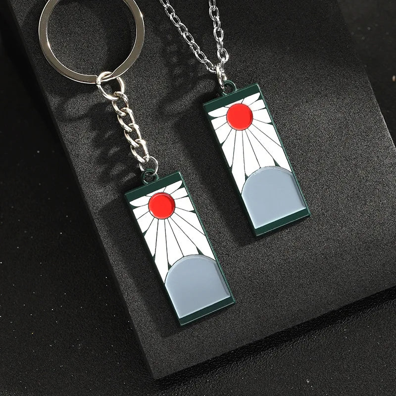 Demon Slayer Necklace Keychain Earrings Japanese Anime Cartoon Tanjiro Kamado Jewelry Gift for Women Girls