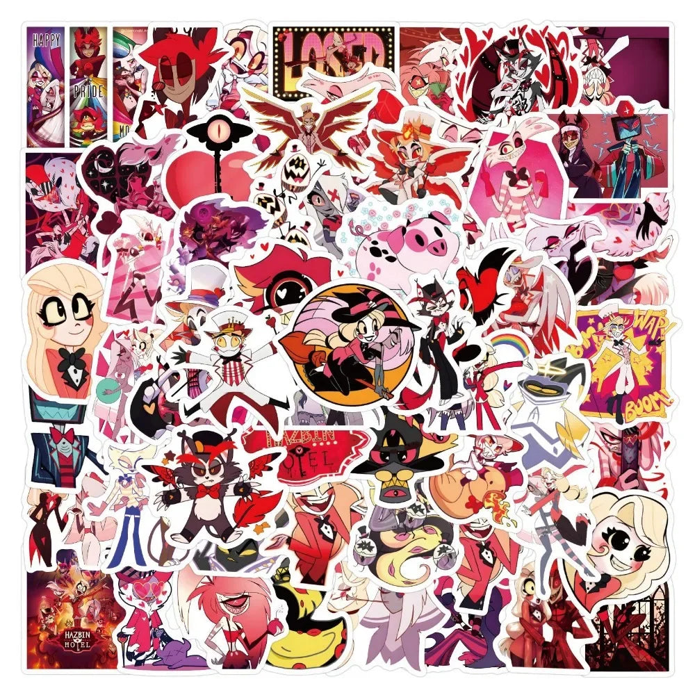 60/120Pcs Cartoon Hotel Graffiti Stickers Anime Figure Alastor Charlie Morton Skateboard Refrigerator Waterproof Stickers
