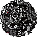 50PCS Black White Gothic Stickers,Goth Skull Stickers,Dark Stickers Waterproof Vinyl Stickers,For Water Bottles Phone