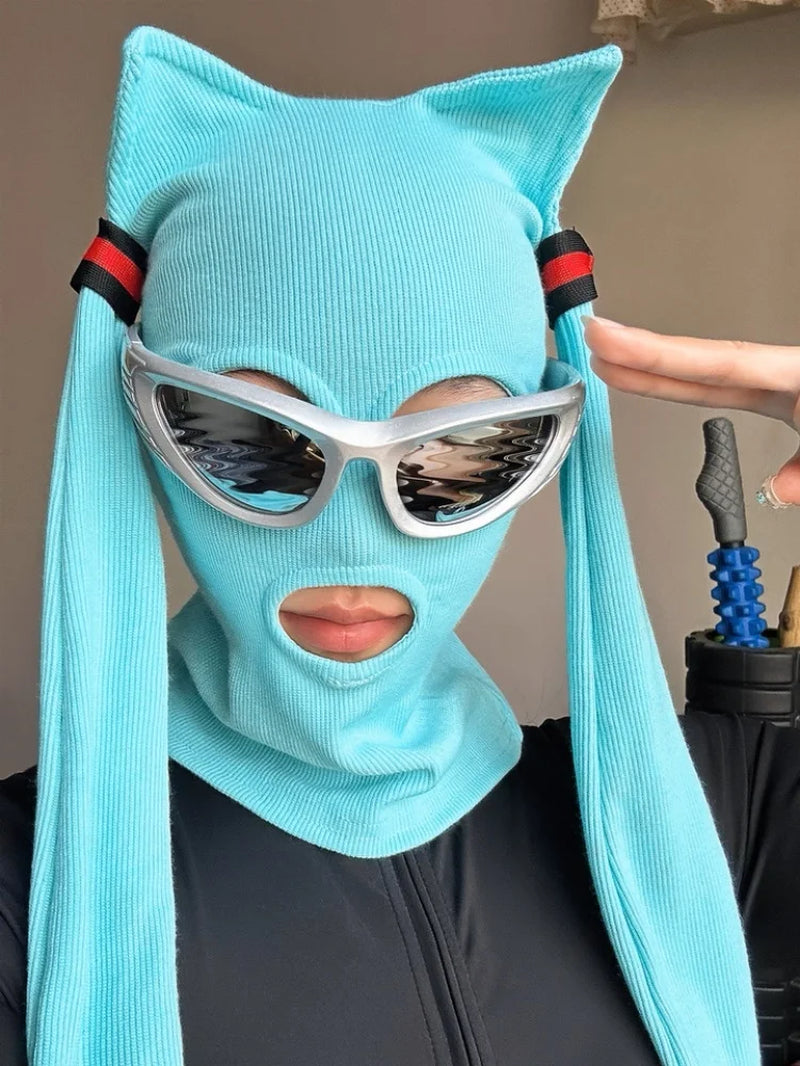 Hatsune Miku Balaclava Mask Anime-Themed Hood Soft Breathable Fabric for Cosplay Street Fashion Conventions