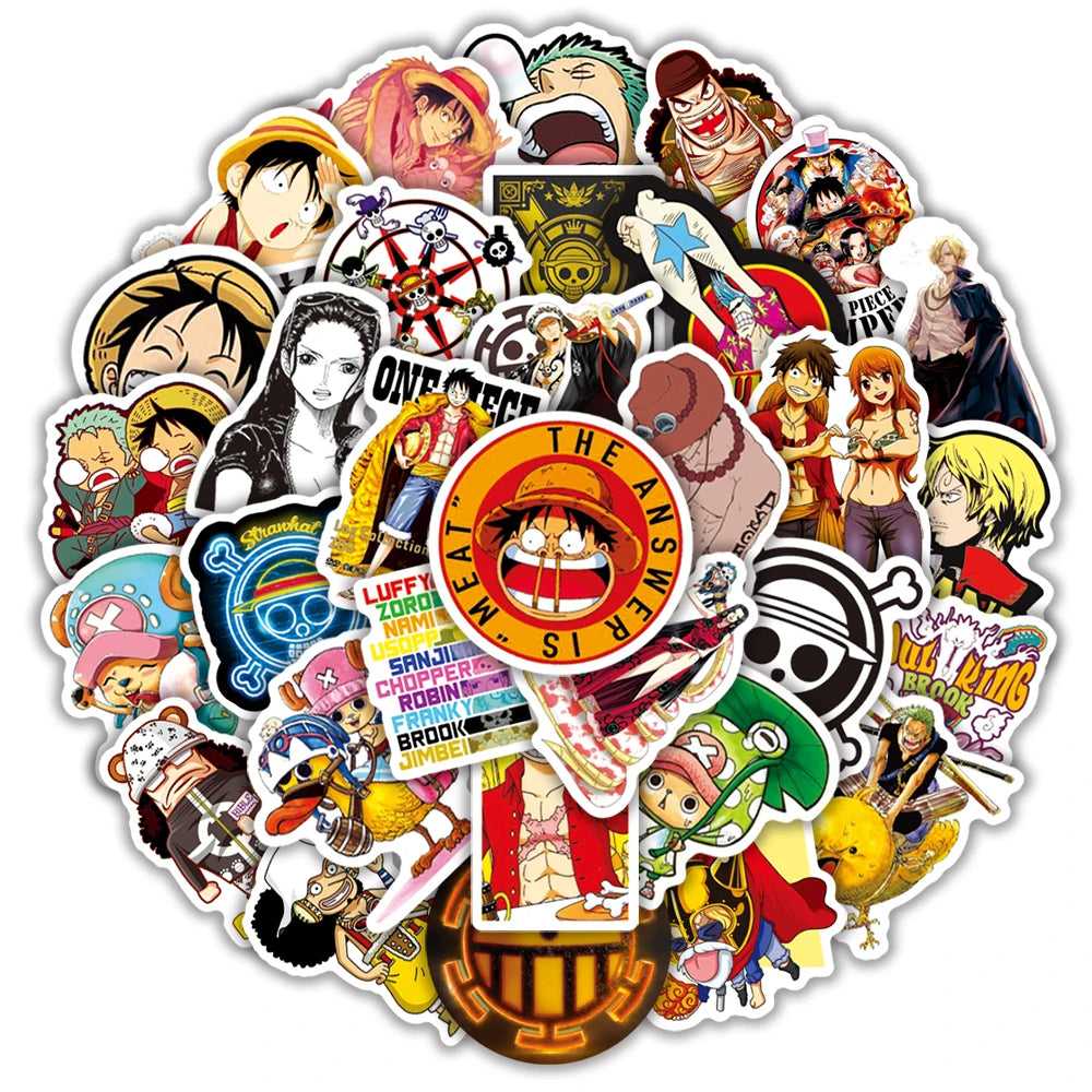 50/100Pcs Anime One Piece Stickers Notebook Motorcycle Skateboard Laptop Mobile Phone Case Cartoon Luffy Sticker for Kids Toy