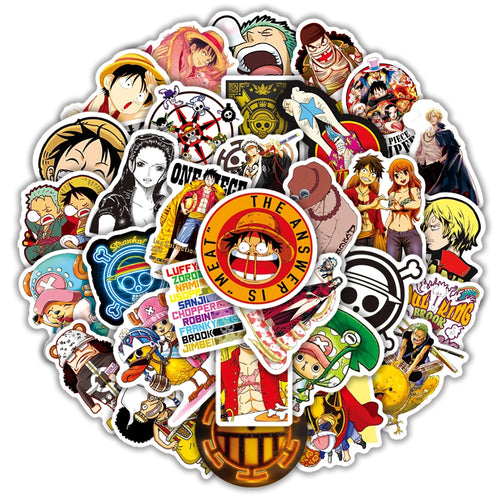 50/100Pcs Anime One Piece Stickers Notebook Motorcycle Skateboard Laptop Mobile Phone Case Cartoon Luffy Sticker for Kids Toy