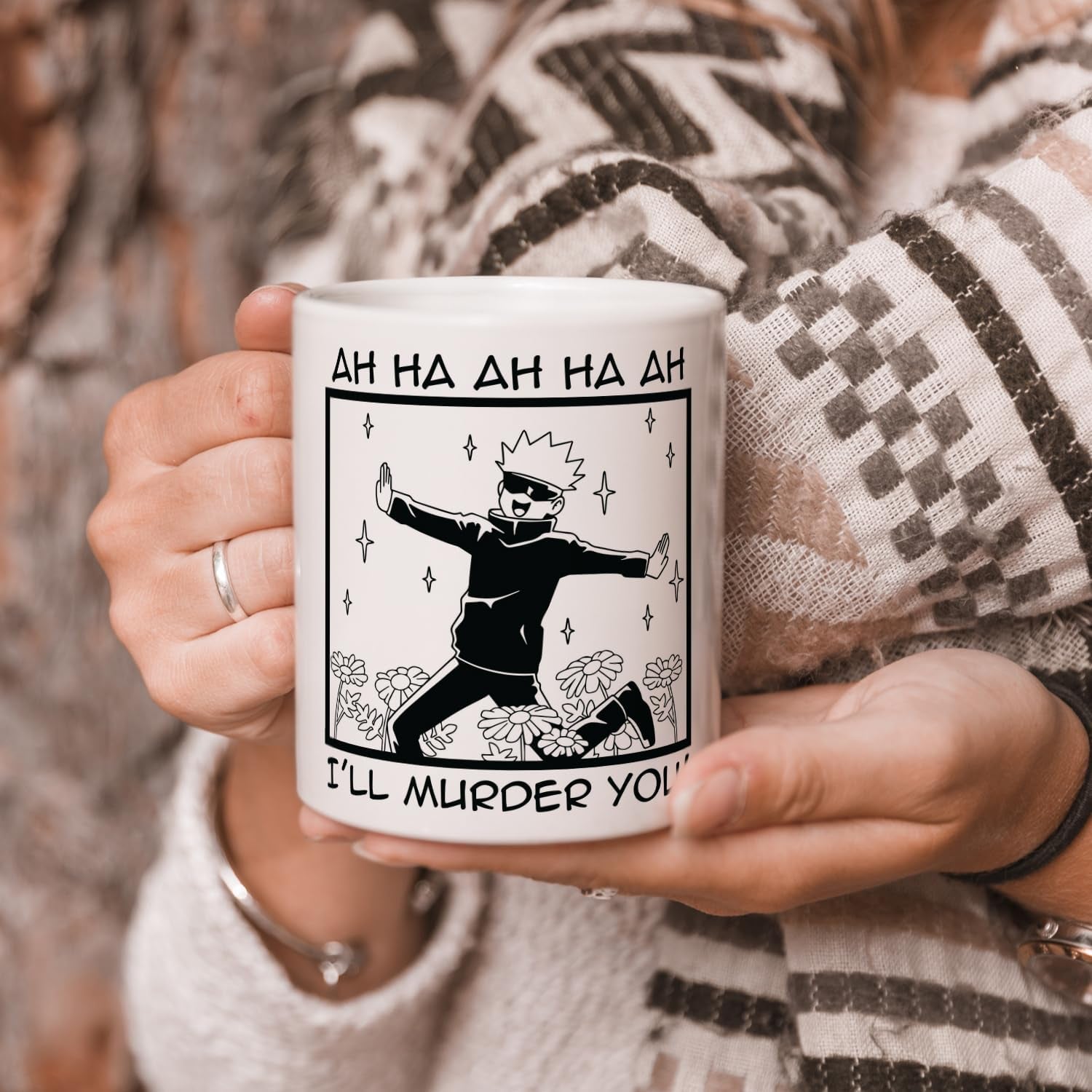 12 Oz Ceramic Mug Anime Cup Gojo Satoru Coffee for Anime Lovers Office Home Manga Gifts Accessories Hot and Cold Drinks Funny Manga Panel Character Design Gift for Him Her (Gojo Cute)