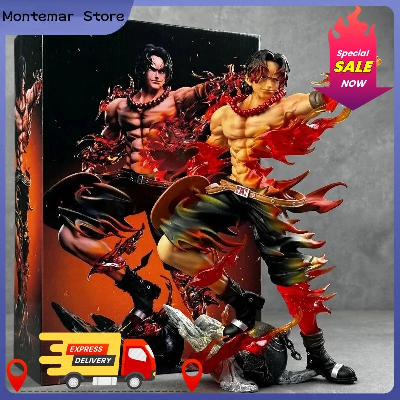 One Piece Flower Ace Flame Smile Figure Collectible Toy Desktop Decoration Unisex Holiday Gift Anime Themed Collectibles