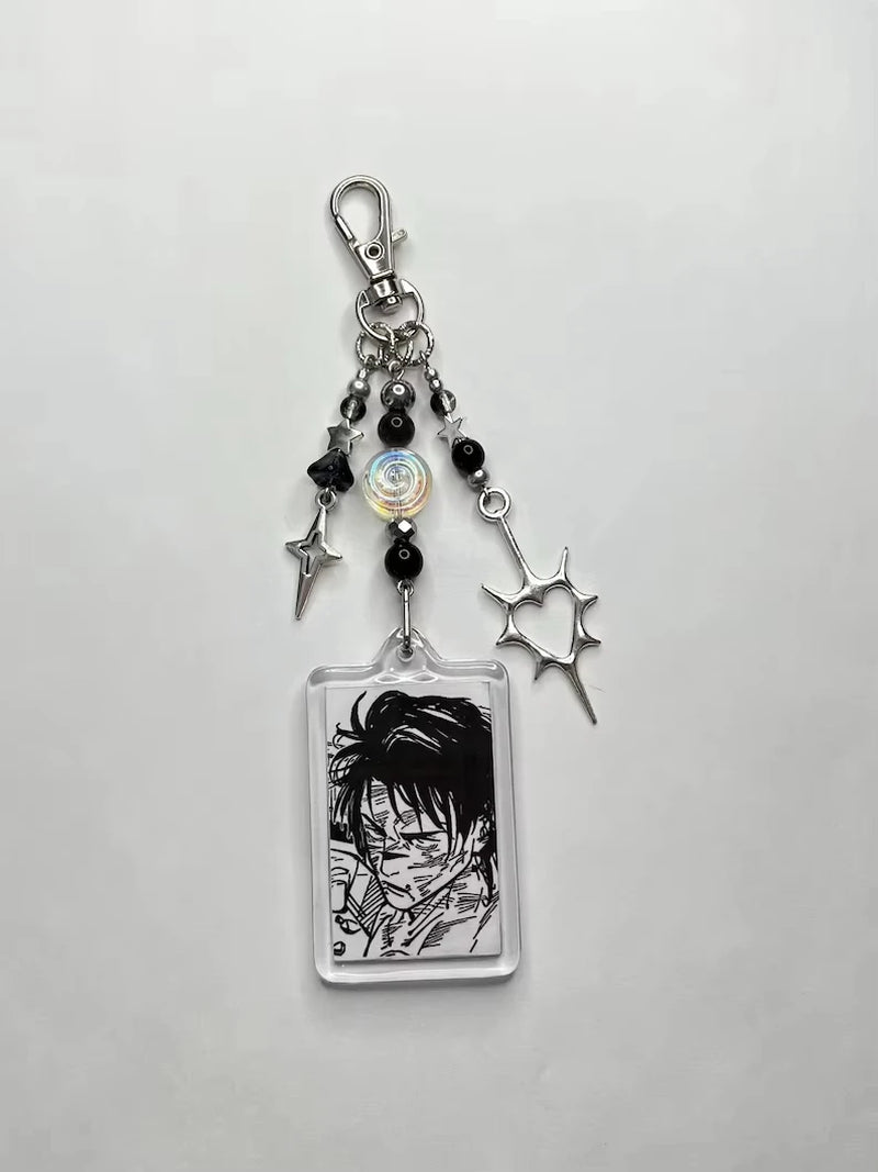 Anime Choso Keychains Spiral Star Cross Beaded Keyring Charms Aesthetic Handbag Pendant Key Pendant Christmas Cosplay Gift