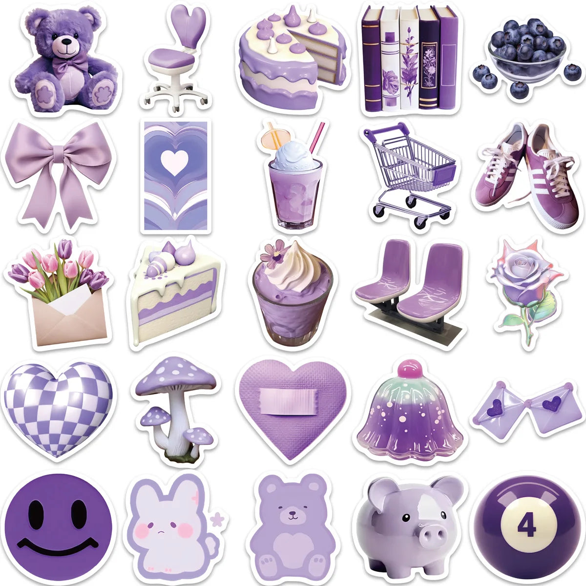 56PCS Purple Stickers Decals, Purple Aesthetic Graffiti Vinyl Stickers for Laptop Water Bottle Bike Phone